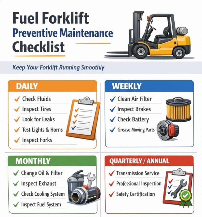 Forklift maintenance checklist with tasks