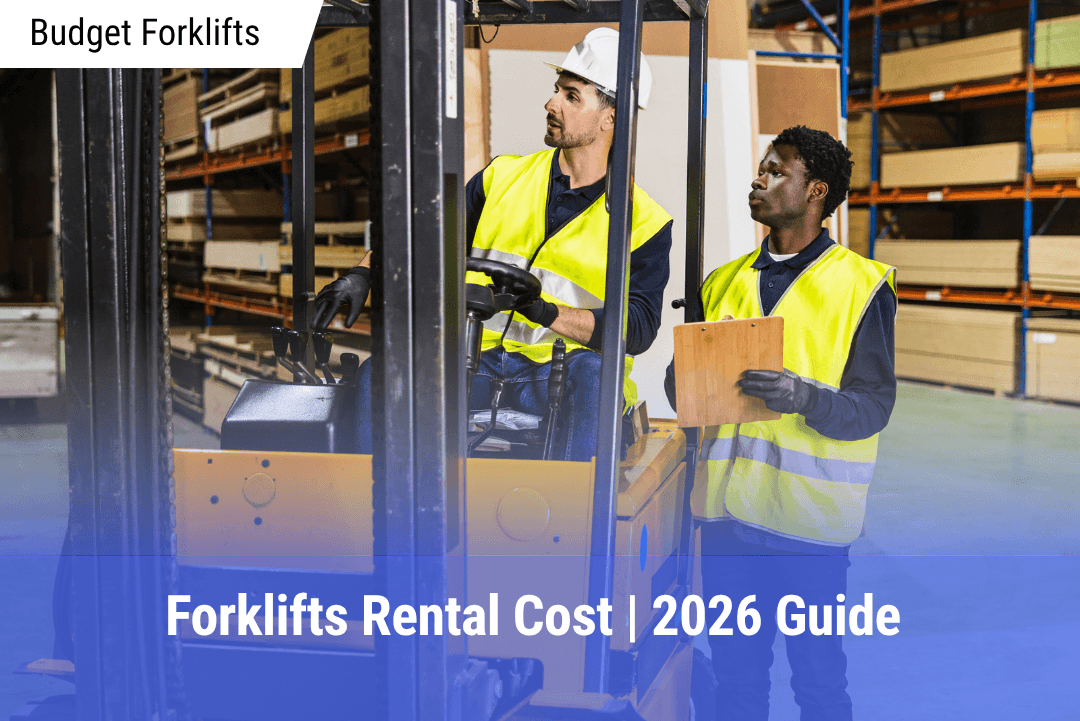 Safety team in warehouse with forklifts